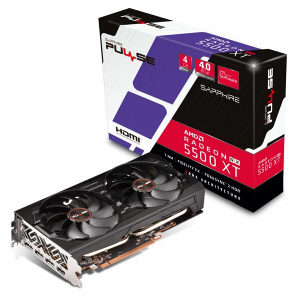 PLACA VIDEO SAPPHIRE AMD Radeon RX 5500 XT, 4 GB GDDR6 128 biti, PCI Express 4.0 x 16, HDMI, Display Port x 3, sistem racire aer activ, „11295-03-20G” (timbru verde 0.8 lei)