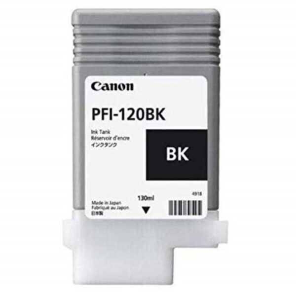 Cartus Cerneala Original Canon Black, PFI-120BK, pentru IPF TM-200|TM-205|TM-300|TM-305, 130ml, (timbru verde 0.15 lei), „2885C001AA”