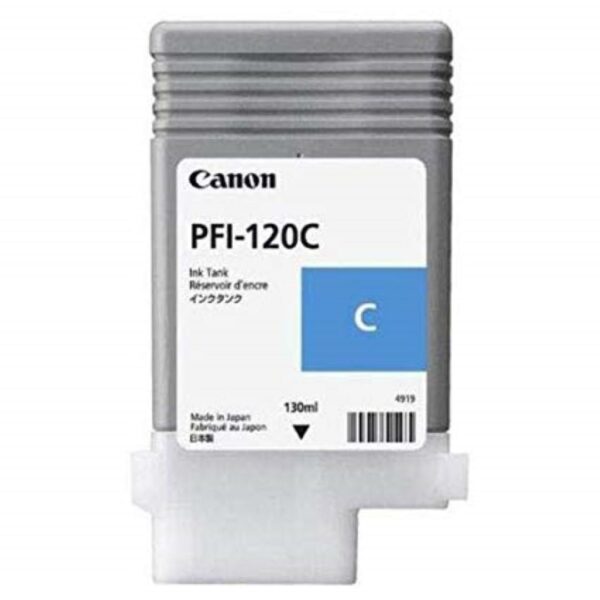 Cartus Cerneala Original Canon Cyan, PFI-120C, pentru IPF TM-200|TM-205|TM-300|TM-305, 130ml, (timbru verde 0.15 lei), „2886C001AA”