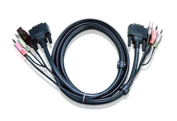 CABLU KVM ATEN cablu 3 in 1, conector tip USB (T) | 3.5 mm Jack (T) x 2 | DVI-D (T), „2L-7D05U” (timbru verde 0.8 lei)