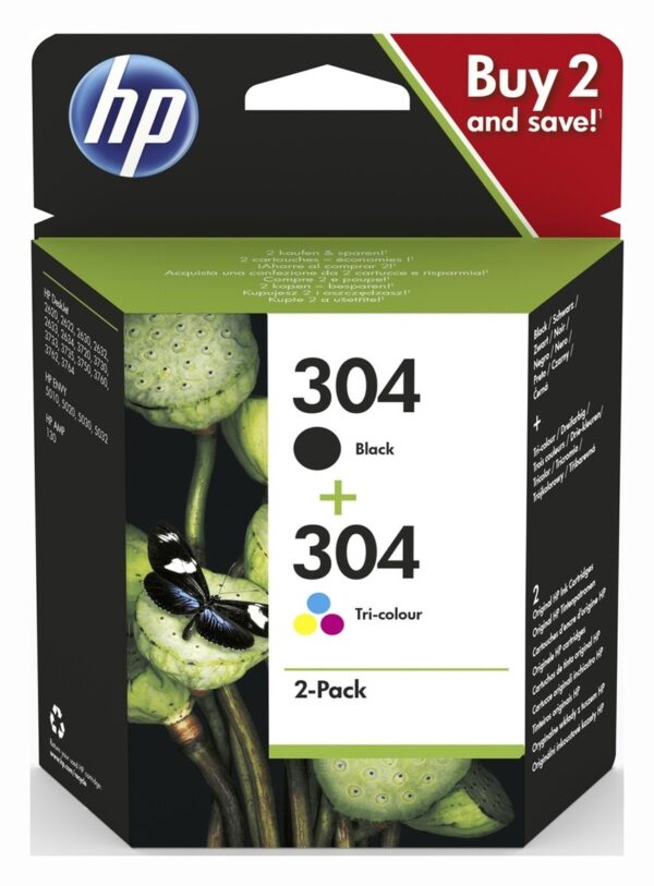 Combo-Pack Original HP , nr.304, pentru Deskjet 2620|2630|2632|3750|3760, (timbru verde 0.15 lei), „3JB05AE”