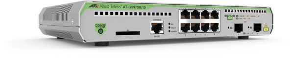 SWITCH ALLIED TELESIS, ATI SW 8P, porturi Gigabit x 8, SFP x 2, managed, rackabil, carcasa metalica, „AT-GS970M/10-50” (timbru verde 2 lei)