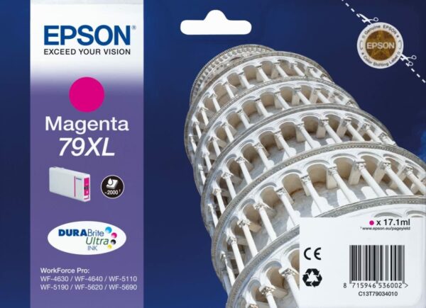 Cartus Cerneala Original Epson Magenta, T790340, pentru Workforce Pro WP-5110|51490|5620|5690, , (timbru verde 0.15 lei), „C13T79034010”