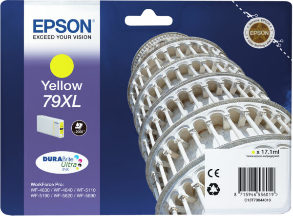 Cartus Cerneala Original Epson Yellow, T790440, pentru Workforce Pro WP-5110|51490|5620|5690, , (timbru verde 0.15 lei), „C13T79044010”