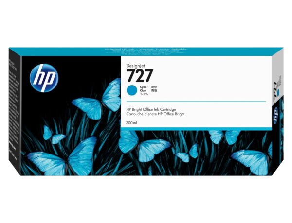 Cartus Cerneala Original HP Cyan, nr.727, pentru DesignJet T1530|T2530|T930, 300ml, (timbru verde 0.15 lei), „F9J76A”