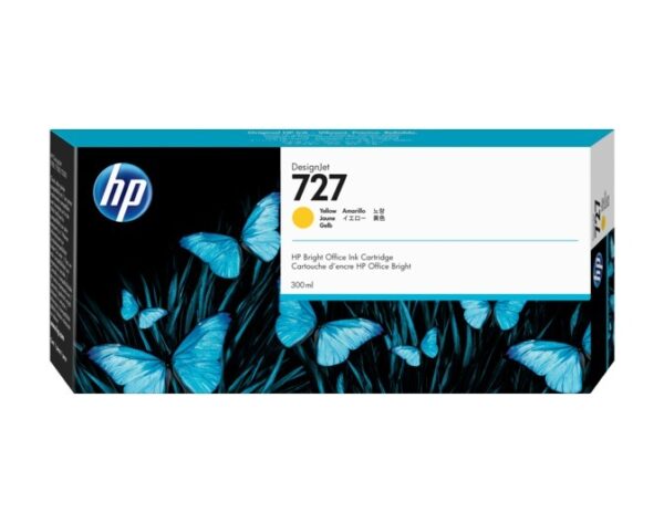 Cartus Cerneala Original HP Yellow, nr.727, pentru DesignJet T1530|T2530|T930, 300ml, (timbru verde 0.15 lei), „F9J78A”