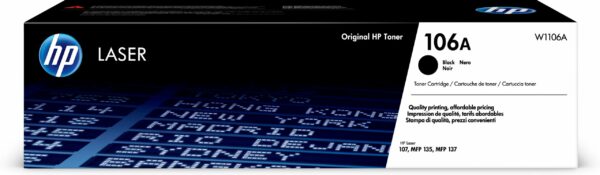 Toner Original HP Black, nr.106A, pentru LaserJet 107|MFP 135|MFP 137, 1K, (timbru verde 1.2 lei) , „W1106A”