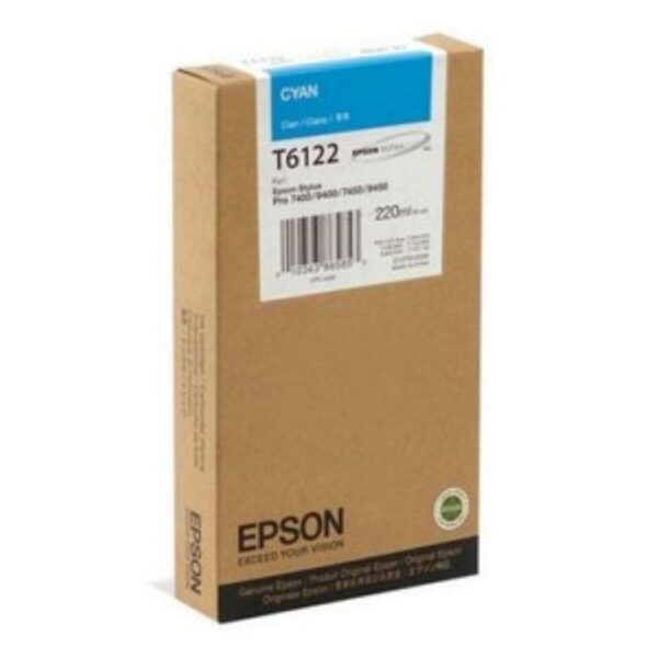 Cartus Cerneala Original Epson Cyan, T612200, pentru 7400|7450|7800|7880|9400|9450|9800, , (timbru verde 0.15 lei), „C13T612200”