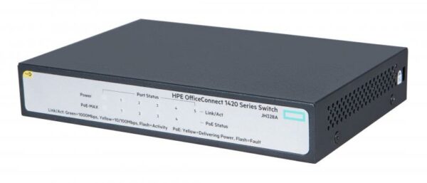 SWITCH HP, HPE 1420, porturi Gigabit x 5, unmanaged, carcasa metalica, „JH328A” (timbru verde 2 lei)