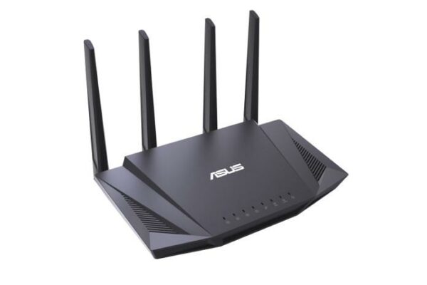 ROUTER ASUS wireless, 3000 Mbps, porturi Gigabit x 4, antena externa x 4, AX3000, dual band, „RT-AX58U” (timbru verde 0.8 lei)