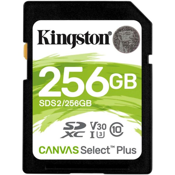 CARD SD KINGSTON, 256 GB, SDXC, clasa 10, standard UHS-I U3, „SDS2/256GB” (timbru verde 0.03 lei)