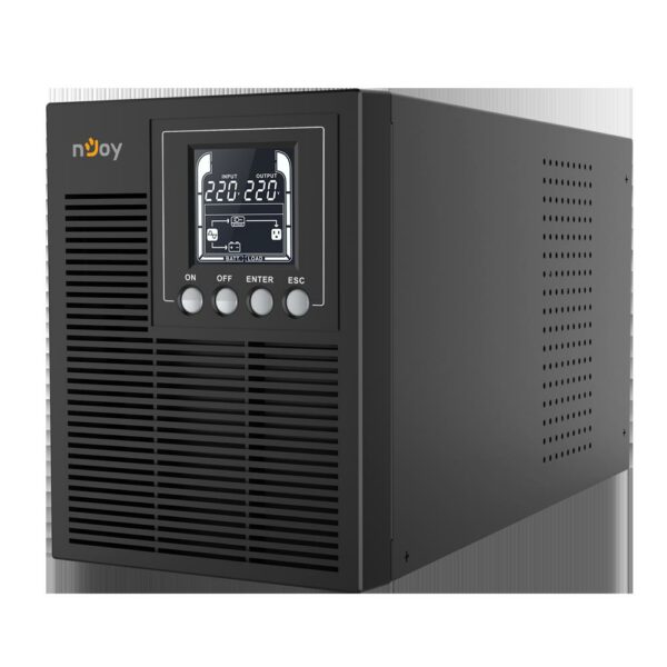 UPS NJOY, „ECHO PRO 1000”, Online cu sinusoida pura, mini tower, 1000VA/800W, AVR, Schuko x 3, 2 x baterie GP07122L, LED, back-up 1 – 10 min., „UPOL-OL100EP-CG01B” (timbru verde 11 lei)