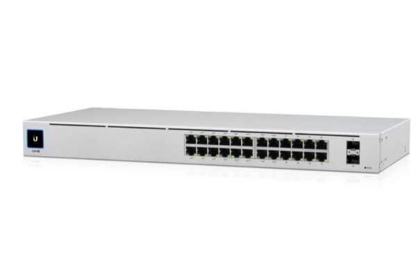 SWITCH PoE UBIQUITI, „UNIFI SWITCH24″port Gigabit x 24, SFP SFP x 2, managed, rackabil, carcasa metalica, „USW-24-POE” (timbru verde 2 lei)