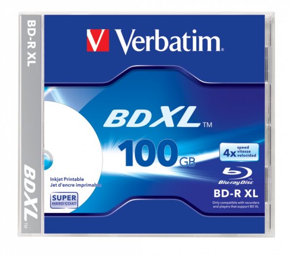 BD-R XL VERBATIM 100GB, viteza 4x, 1 buc, carcasa, printabil, „Wide Inkjet Printable” „43790”