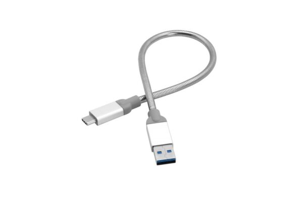 CABLU alimentare si date VERBATIM, pt. smartphone, USB 3.1 (T) la USB 3.1 Type-C (T), 30cm, premium, cablu metalic, argintiu, „48868” (timbru verde 0.08 lei)