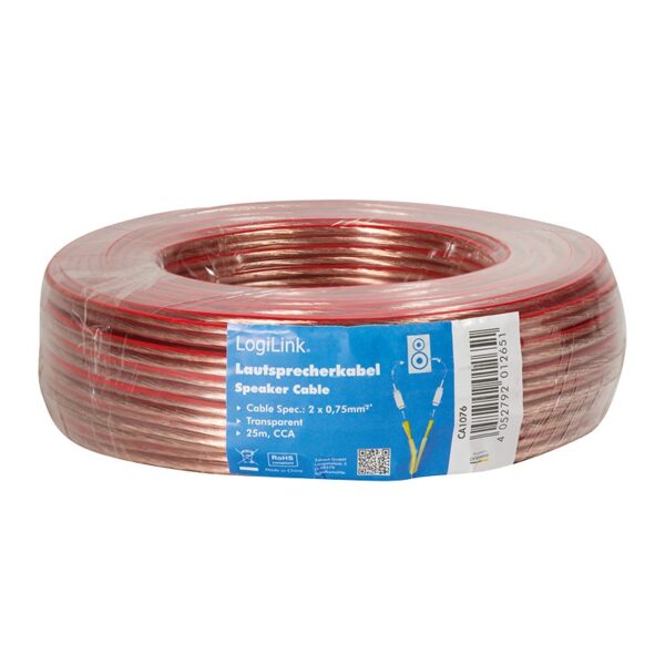 ROLA cablu audio LOGILINK, conductor din CCA, 2*0.75mm2, 25m, transparent „CA1076”