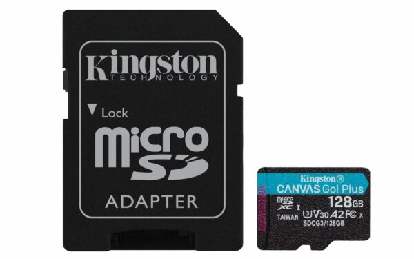CARD MicroSD KINGSTON, 128 GB, microSDXC, clasa 10, standard UHS-I U3, „SDCG3/128GB” (timbru verde 0.03 lei)
