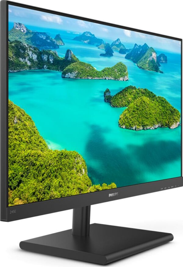 MONITOR PHILIPS 23.8″, home, office, IPS, WQHD (2560 x 1440), Wide, 250 cd/mp, 4 ms, HDMI, VGA, DisplayPort, „245E1S/00” (timbru verde 7 lei)