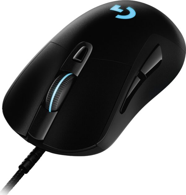MOUSE LOGITECH, „G403 HERO”, gaming, cu fir, USB, optic, 16000 dpi, butoane/scroll 6/1, iluminare, butoane programabile, negru, „910-005632” (timbru verde 0.18 lei)