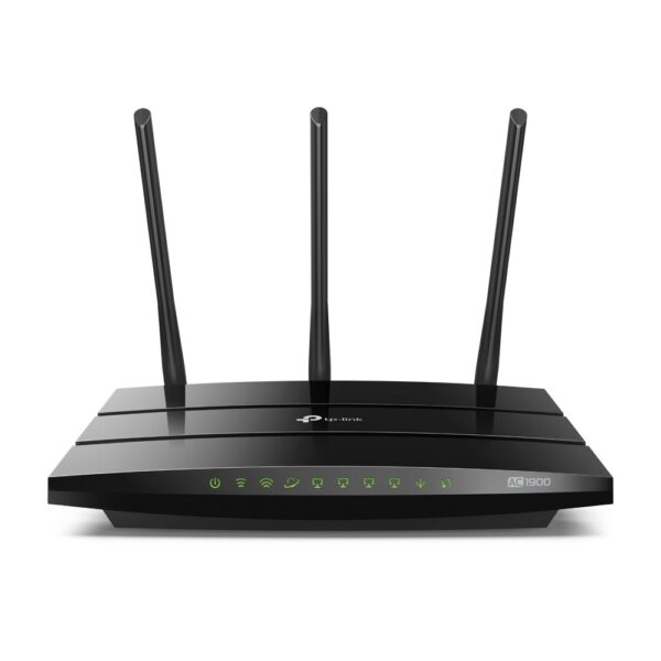 ROUTER TP-LINK wireless 1900Mbps, MU-MIMO, 4 porturi Gigabit, 3 antene externe, port USB, Dual Band 2.4 GHz+5 GHz AC1900 „Archer A9” (timbru verde 0.8 lei)