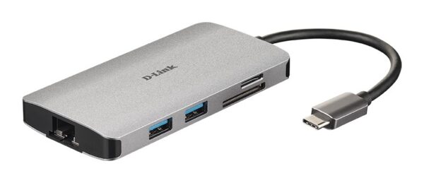HUB extern D-LINK, porturi Gigabit LAN x 1, SD/microSD Dual Card Reader x 1, USB 3.0 x 3, HDMI x 1, USB Type C x 1, conectare prin USB Type C, cablu 15 cm, argintiu „DUB-M810” (timbru verde 0.8 lei)