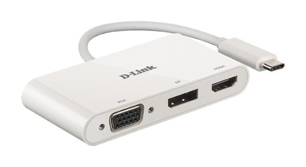 DOCKING Station D-Link universal, conectare PC USB Type C, Thunderbolt 3, nu, porturi video VGA x 1, Display Port x 1, HDMI x 1, fara port retea, NB nu, alb, „DUB-V310” (timbru verde 0.18 lei)