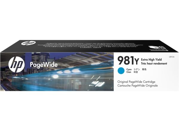 Cartus Cerneala Original HP Cyan, nr.981Y, pentru PageWide E58650|556|586, 20K, (timbru verde 0.15 lei), „L0R13A”