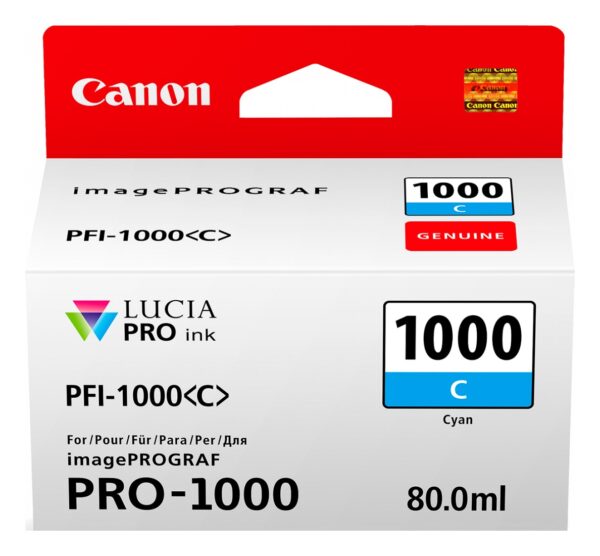 Cartus Cerneala Original Canon Cyan, PFI-1000C, pentru IPF PRO-1000, , (timbru verde 0.15 lei), „0547C001AA”