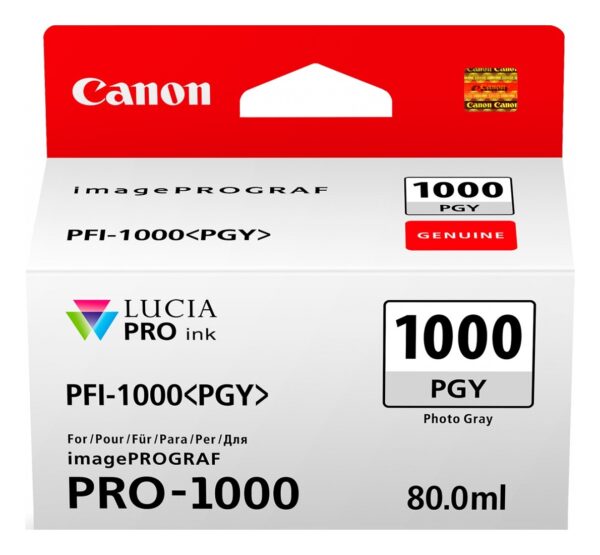 Cartus Cerneala Original Canon Light Grey, PFI-1000PGy, pentru IPF PRO-1000, , (timbru verde 0.15 lei), „0553C001AA”