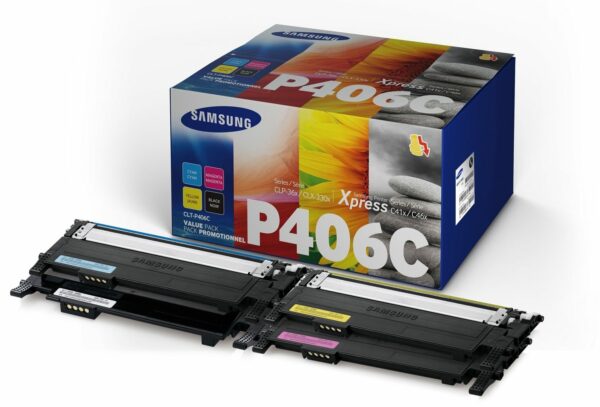 Combo-Pack Original Samsung CMYK, P406C, pentru CLP-360|365|SL-C410|CLX-3300|3305|C460, 1.5K, (timbru verde 1.2 lei) , „SU375A”