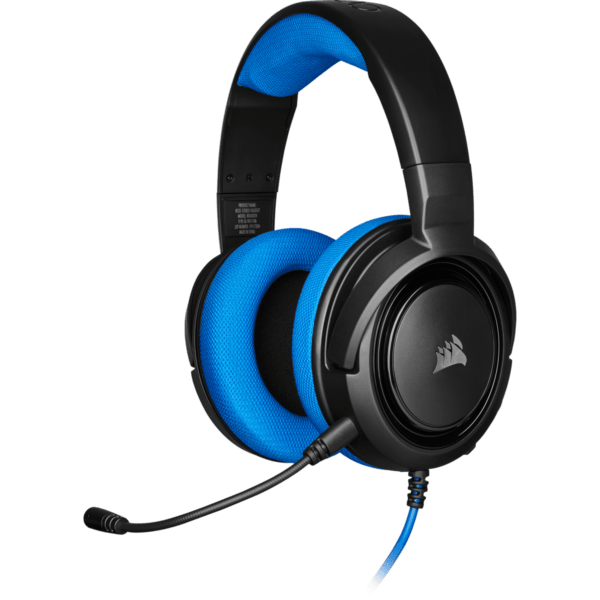 CASTI Corsair, „HS35”, cu fir, gaming, utilizare multimedia, smartphone, microfon pe brat, conectare prin Jack 3.5 mm, negru / albastru, „CA-9011196-EU”, (timbru verde 0.8 lei)