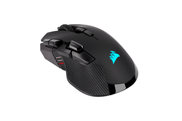 MOUSE CORSAIR, „IRONCLAW RGB”, gaming, cu fir | wireless, USB | Bluetooth | 2.4GHz, optic, 18000 dpi, butoane/scroll 10/1, iluminare, butoane programabile, mod triplu de conectare, negru, „CH-9317011-EU” (timbru verde 0.18 lei)