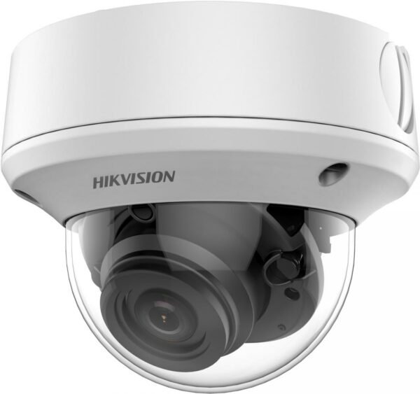 CAMERA supraveghere HIKVISION dome, pt. exterior, dist. IR 70 m, lentila varifocala 2.7 – 13.5 mm, 2 Mpx, cu fir, carcasa metal, „DS-2CE5AD0TVPIT3ZF” (timbru verde 0.8 lei)