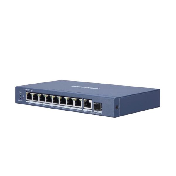 SWITCH PoE HIKVISION, port Gigabit x 8, SFP SFP x 1, unmanaged, nerackabil, carcasa metalica, „DS-3E0510P-E” (timbru verde 2 lei)