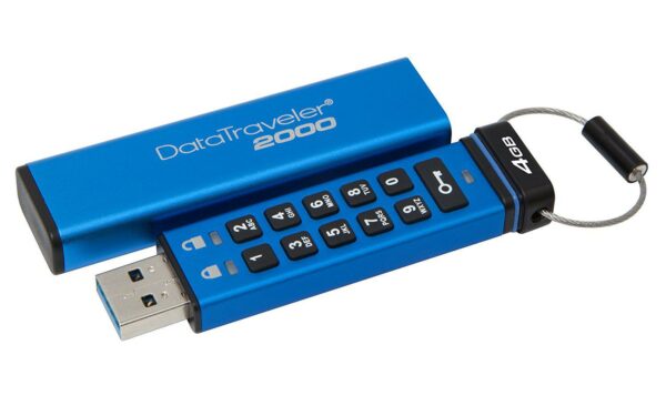 MEMORIE USB 3.1 KINGSTON 4 GB, cu capac | cu cifru, carcasa plastic, albastru, „DT2000/4GB” (timbru verde 0.03 lei)