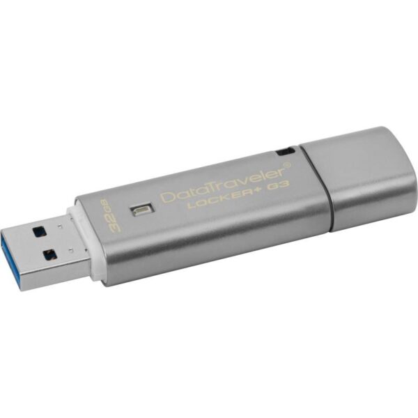 MEMORIE USB 3.0 KINGSTON 32 GB, cu capac, carcasa metalic, argintiu, „DTLPG3/32GB” (timbru verde 0.03 lei)