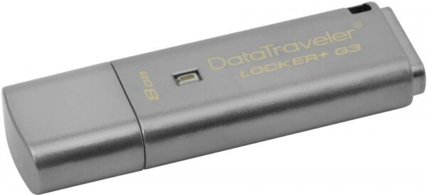 MEMORIE USB 3.0 KINGSTON 8 GB, cu capac, carcasa metalic, argintiu, „DTLPG3/8GB” (timbru verde 0.03 lei)