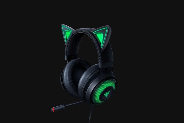 CASTI Razer, „Kraken Kitty”, cu fir, gaming, utilizare multimedia, microfon pe brat, conectare prin USB 2.0, negru, „RZ04-02980100-R3M1”, (timbru verde 0.8 lei)