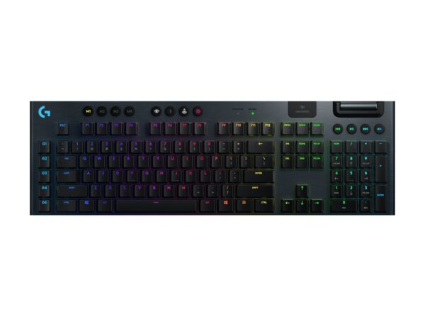 TASTATURA LOGITECH – gaming, „G915”, wireless, cu fir, 121 taste format standard (104-108 taste), Bluetooth, Wireless (2.4 GHz) | USB, negru, „920-009111” (timbru verde 0.8 lei)