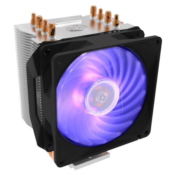 Cooler Cooler Master „HYPER H410R RGB”, compatibil skt. Intel si AMD, racire cu aer, ventilator 92 mm, 2000 rpm, inaltime cooler 136mm, 4 heatpipe, iluminat RGB „RR-H410-20PC-R1” (timbru verde 0.8 lei)