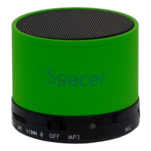 BOXA SPACER portabila bluetooth TOPPER, RMS: 3W, control volum, acumulator 520mAh, timp de functionare pana la 5 ore, distanta de functionare pana la 10m, incarcare USB, GREEN, „SPB-TOPPER-GREEN”