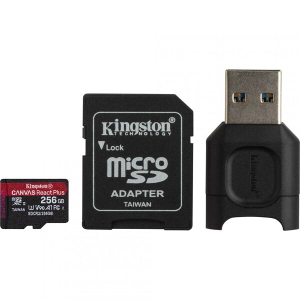 CARD READER KINGSTON, 256 GB, MicroSDXC, clasa 10, standard UHS-II U3, „MLPMR2/256GB” (timbru verde 0.03 lei)
