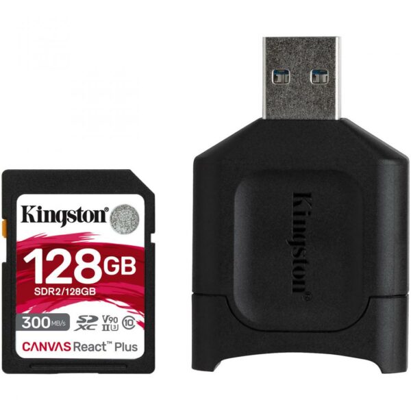 CARD READER KINGSTON, 128 GB, SDXC, clasa 10, standard UHS-II U3, „MLPR2/128GB” (timbru verde 0.03 lei)
