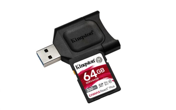 CARD READER KINGSTON, 64 GB, SDXC, clasa 10, standard UHS-II U3, „MLPR2/64GB” (timbru verde 0.03 lei)