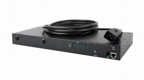 PDU GEMBIRD 1U pt. rack 19 inch, 8 prize IEC, intrare IEC, max 16 A, protectie supratensiune, on/off, 2 m, „EG-PDU-007” (timbru verde 11 lei)