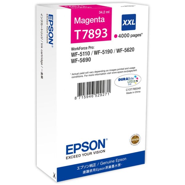 Cartus Cerneala Original Epson Magenta, T7893, pentru WF-5620, , (timbru verde 0.15 lei), „C13T789340”