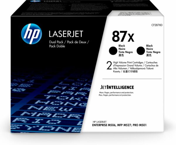 Dual-Pack Original HP Black, nr.87X, pentru LaserJet M501|M506|M527, 2 x 18K, (timbru verde 1.2 lei) , „CF287XD”