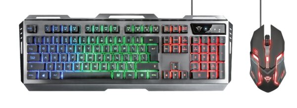 Kit TASTATURA si Mouse TRUST – gaming, „GXT 845 Tural”, cu fir, 104 taste, format standard, switch , USB, negru, „TR-22457” (timbru verde 0.8 lei)