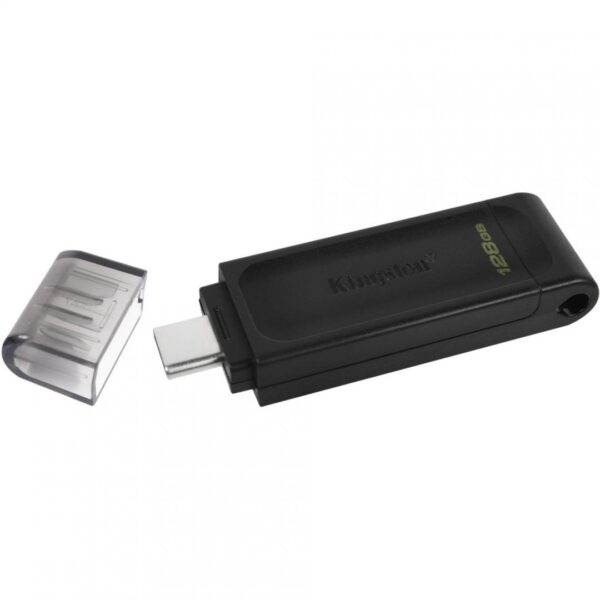 MEMORIE USB Type-C KINGSTON 32 GB, cu capac, carcasa plastic, negru, „DT70/32GB” (timbru verde 0.03 lei)