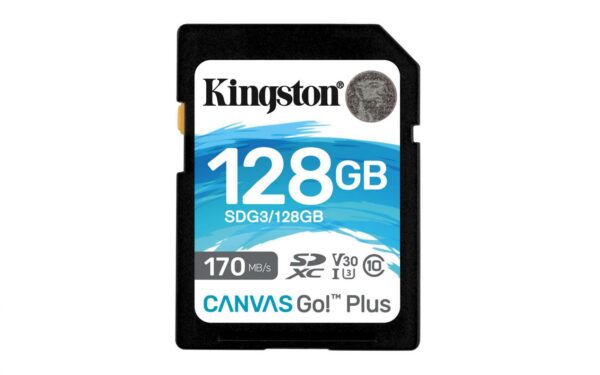 CARD SD KINGSTON, 128 GB, SDXC, clasa 10, standard UHS-I U3, „SDG3/128GB” (timbru verde 0.03 lei)